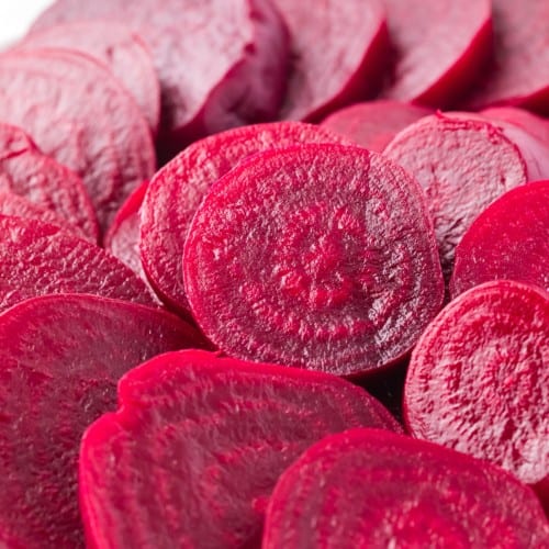 Boiled beets, cut in slices.
