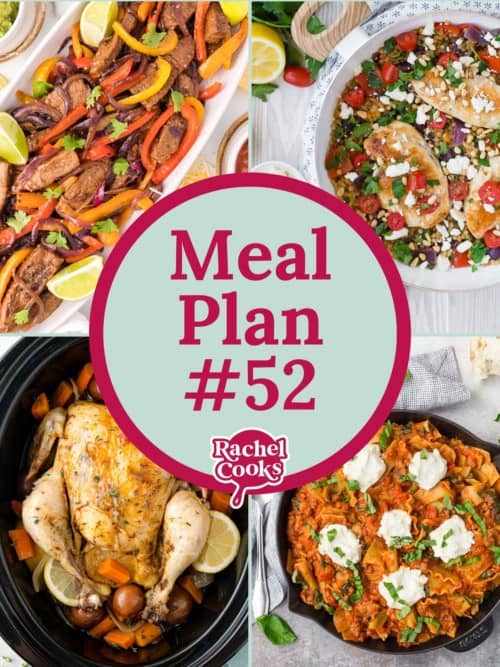 Meal plan 52 preview image with text and photos.