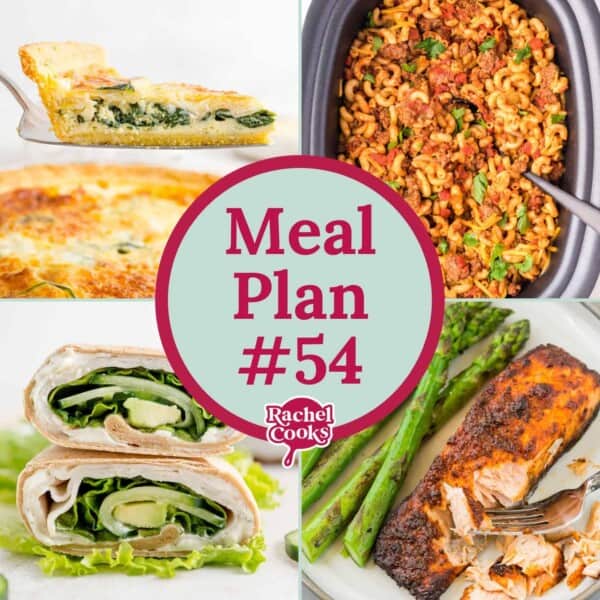 Meal plan 54 graphic with text and photos of recipes included.