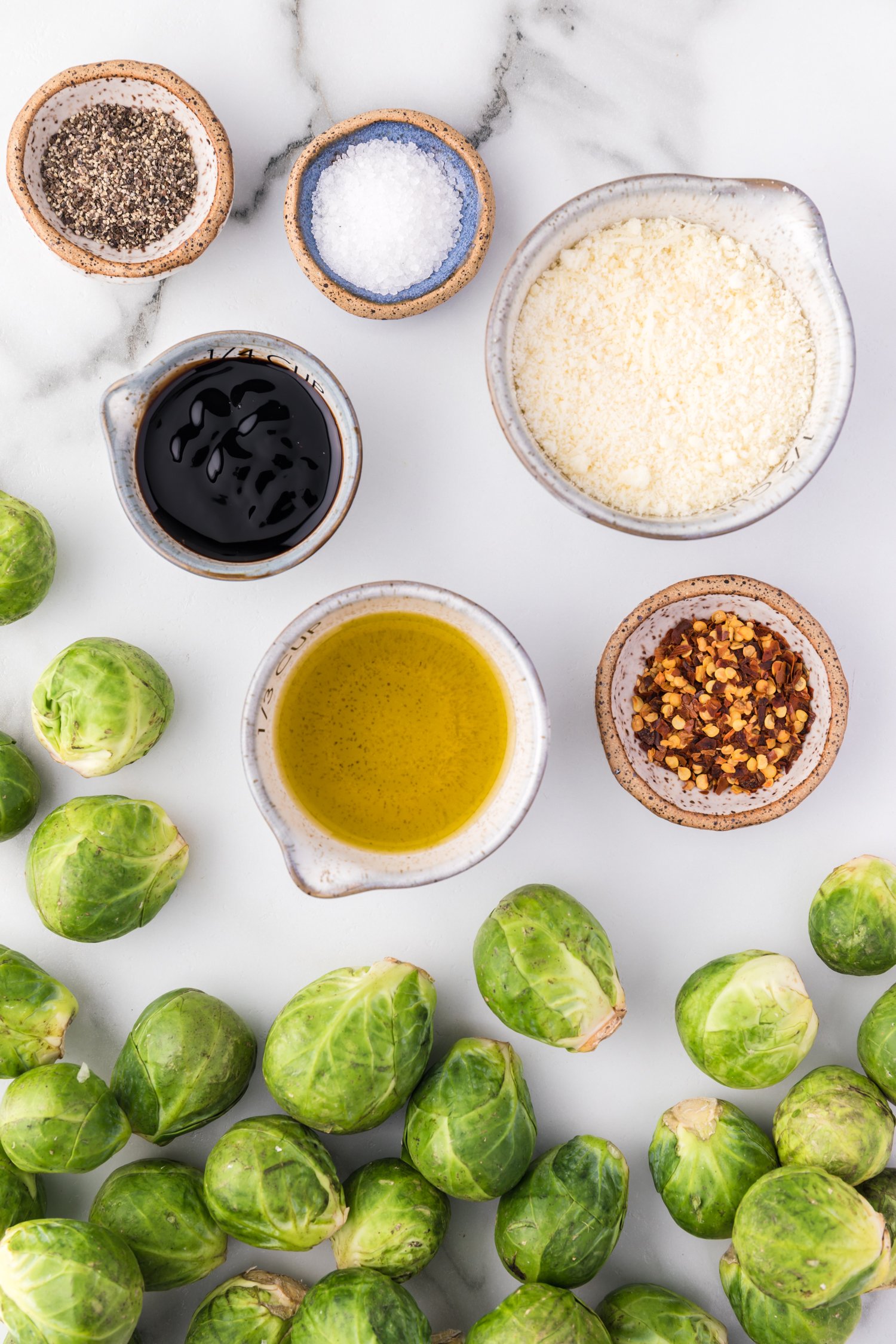 Overhead view of ingredients needed for recipe.