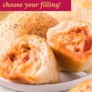 Homemade hot pockets Pinterest graphic with text and photos.