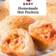 Homemade hot pockets Pinterest graphic with text and photos.