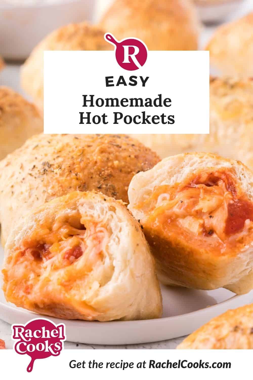 Homemade hot pockets Pinterest graphic with text and photos.