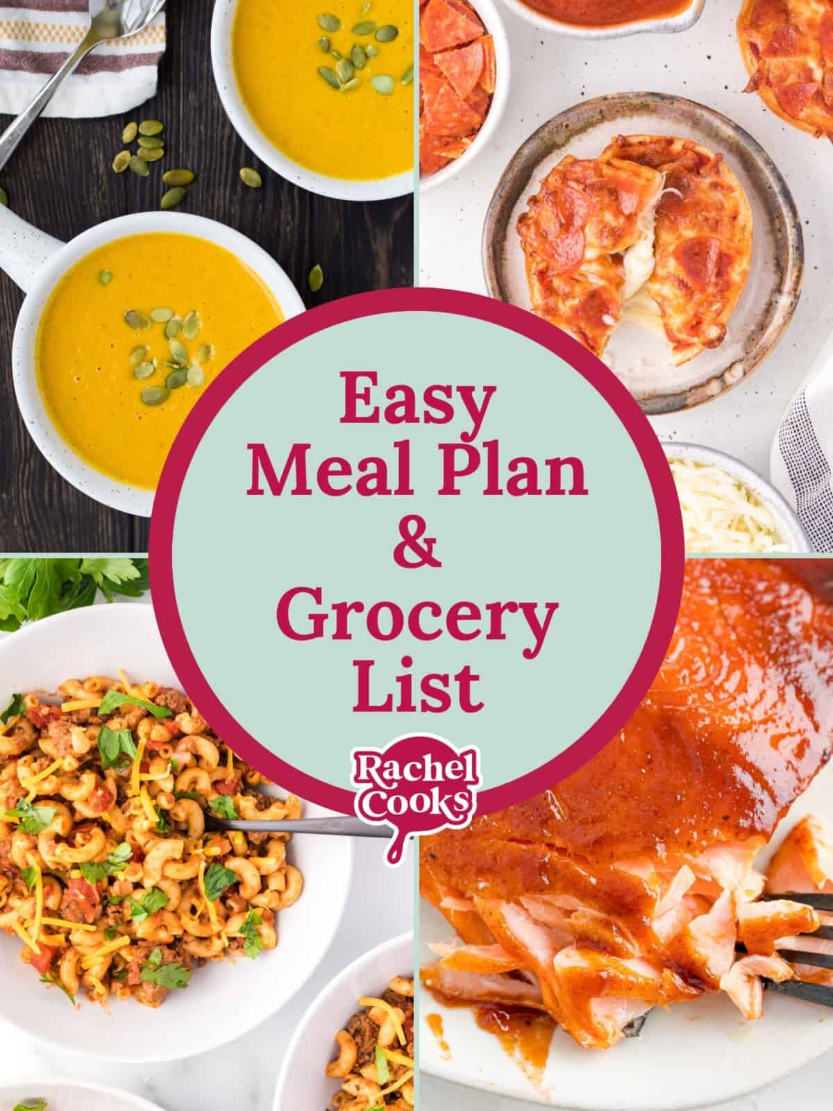 Meal plan 57 preview image with text and photos of recipes included.