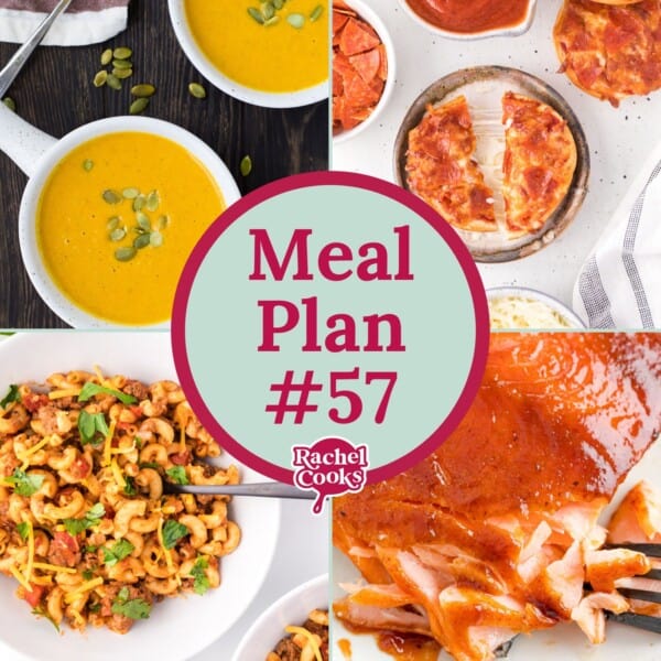Meal plan 57 preview image with text and photos of recipes included.