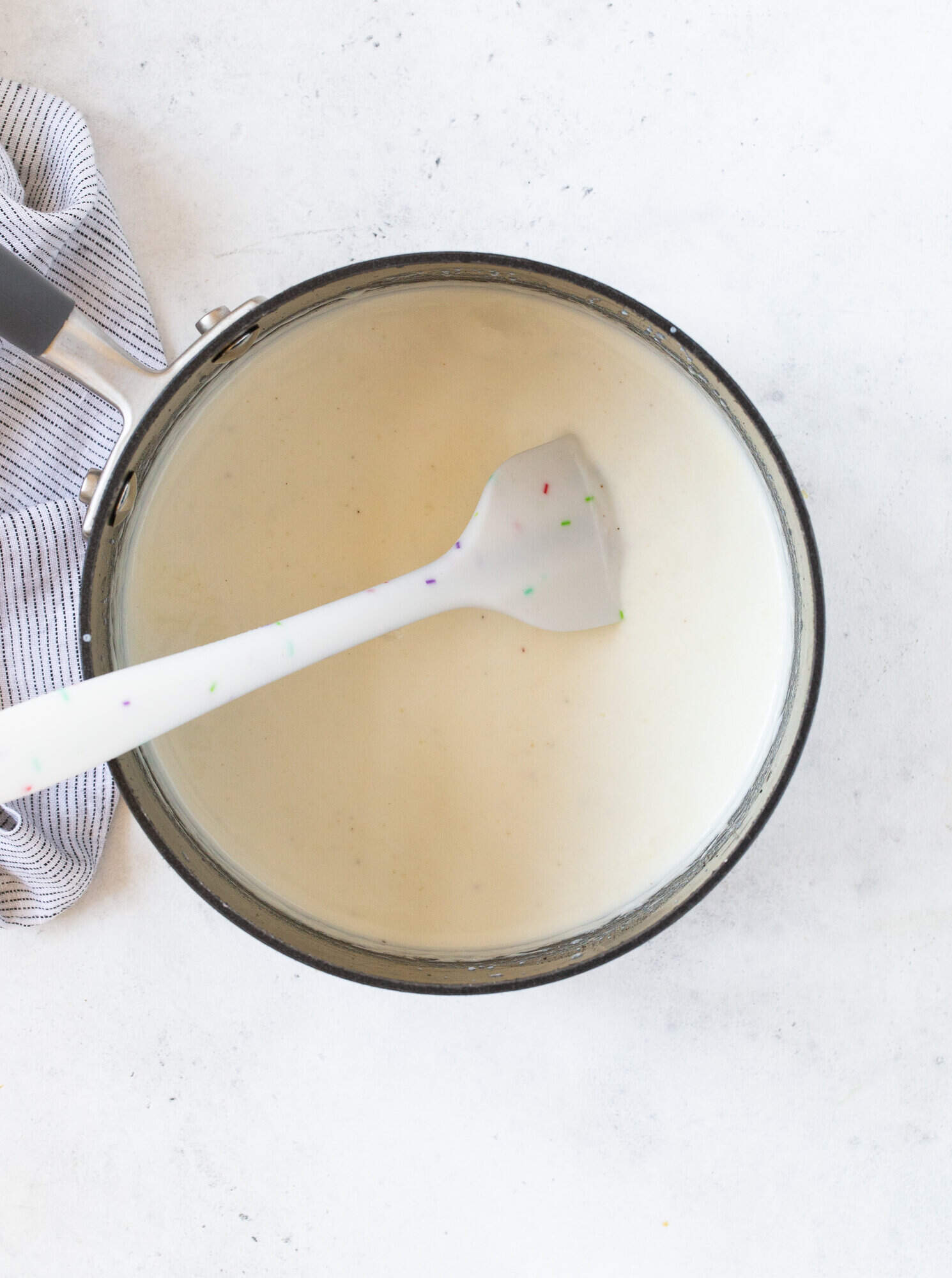 Completed white sauce, before cheese is added.