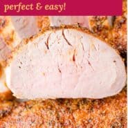 Air fryer pork tenderloin Pinterest graphic with text and photos.