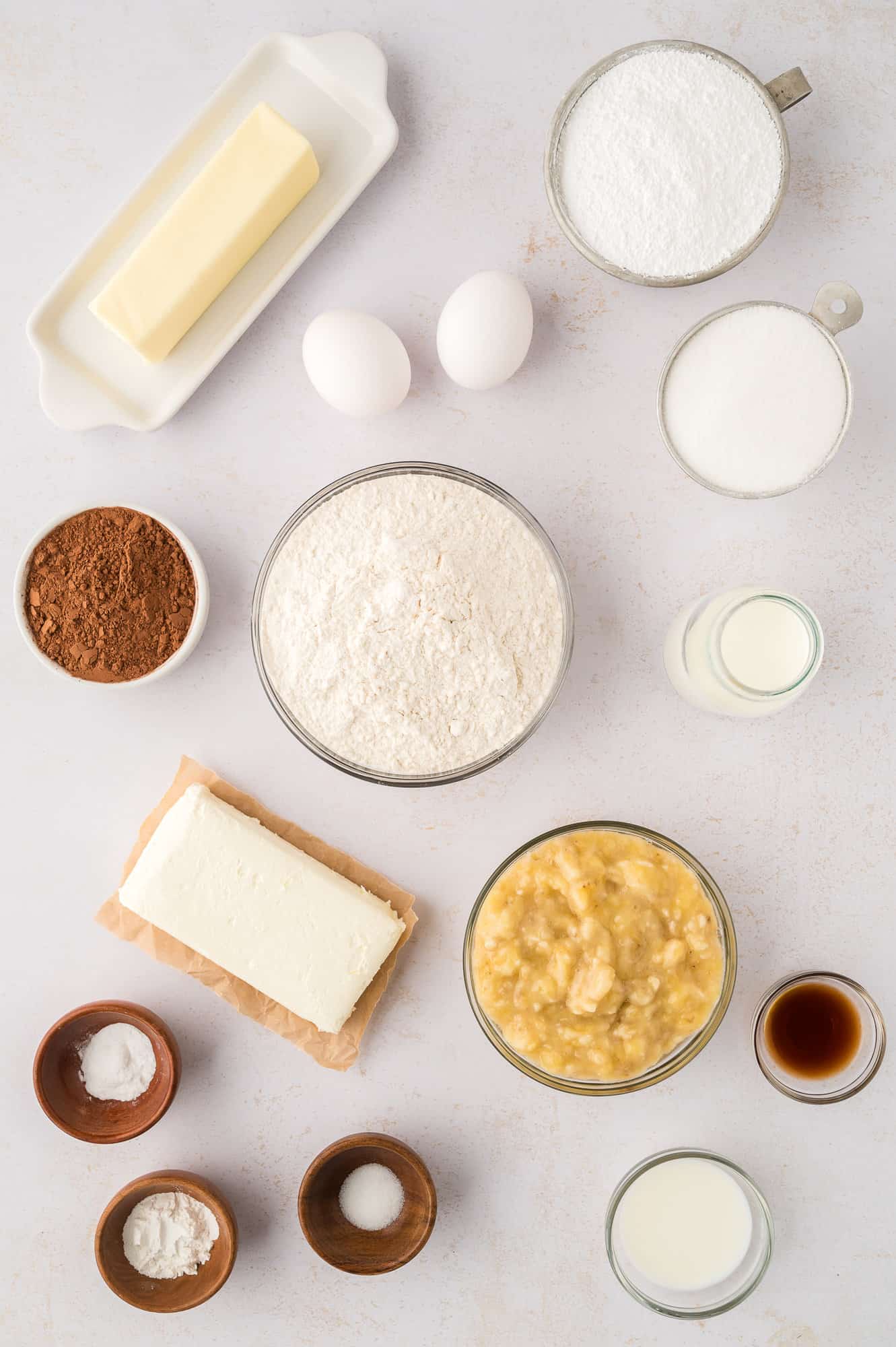 Overhead view of ingredients needed for recipe.