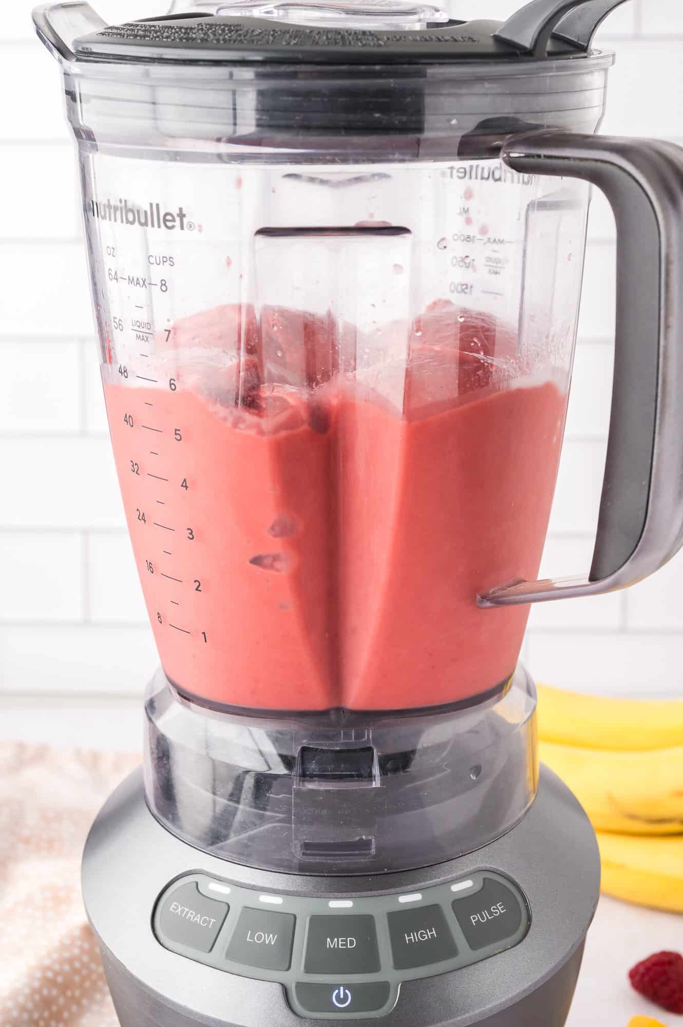 Smoothie in blender after being blended.