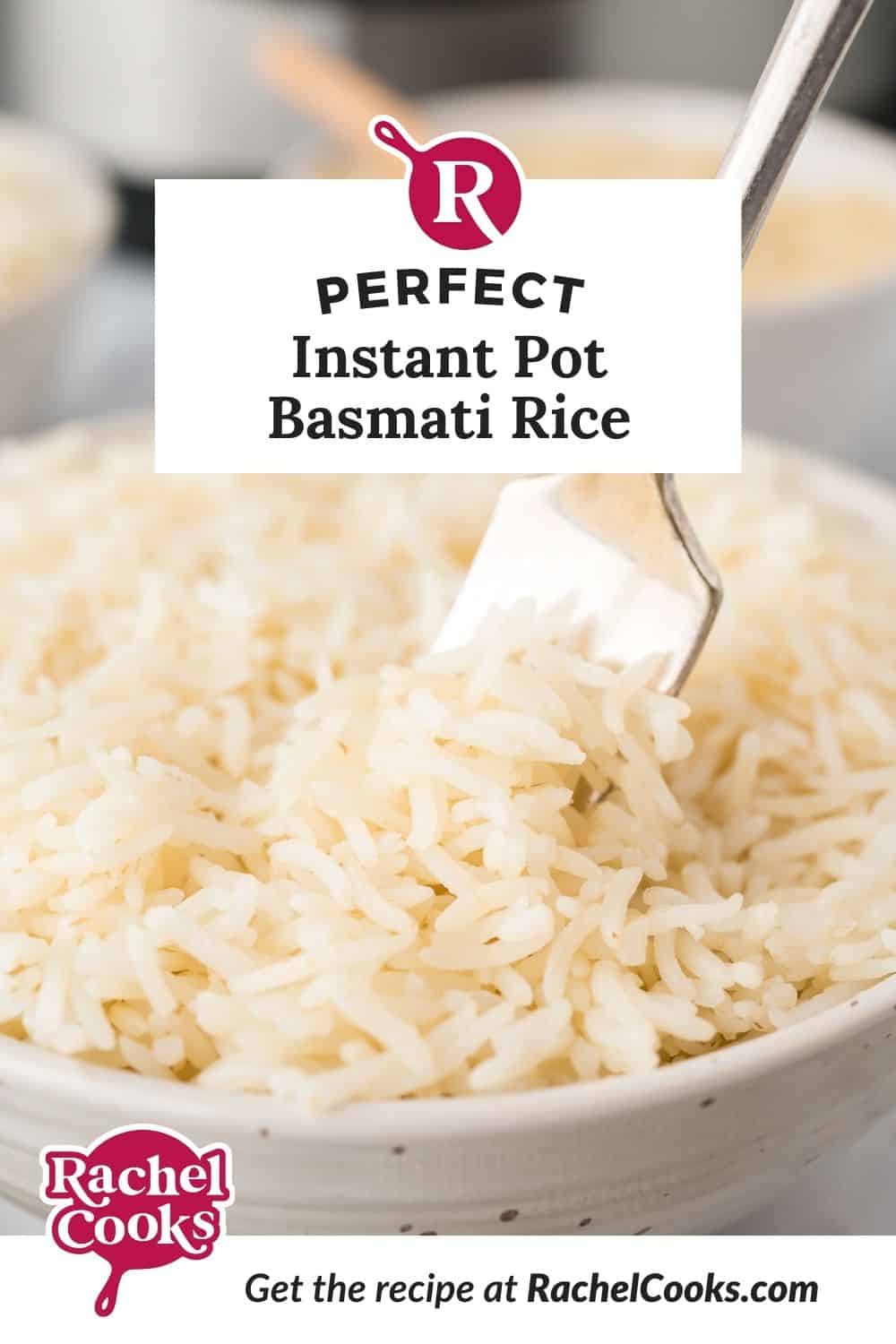 Instant Pot basmati rice Pinterest graphic with text and photos.