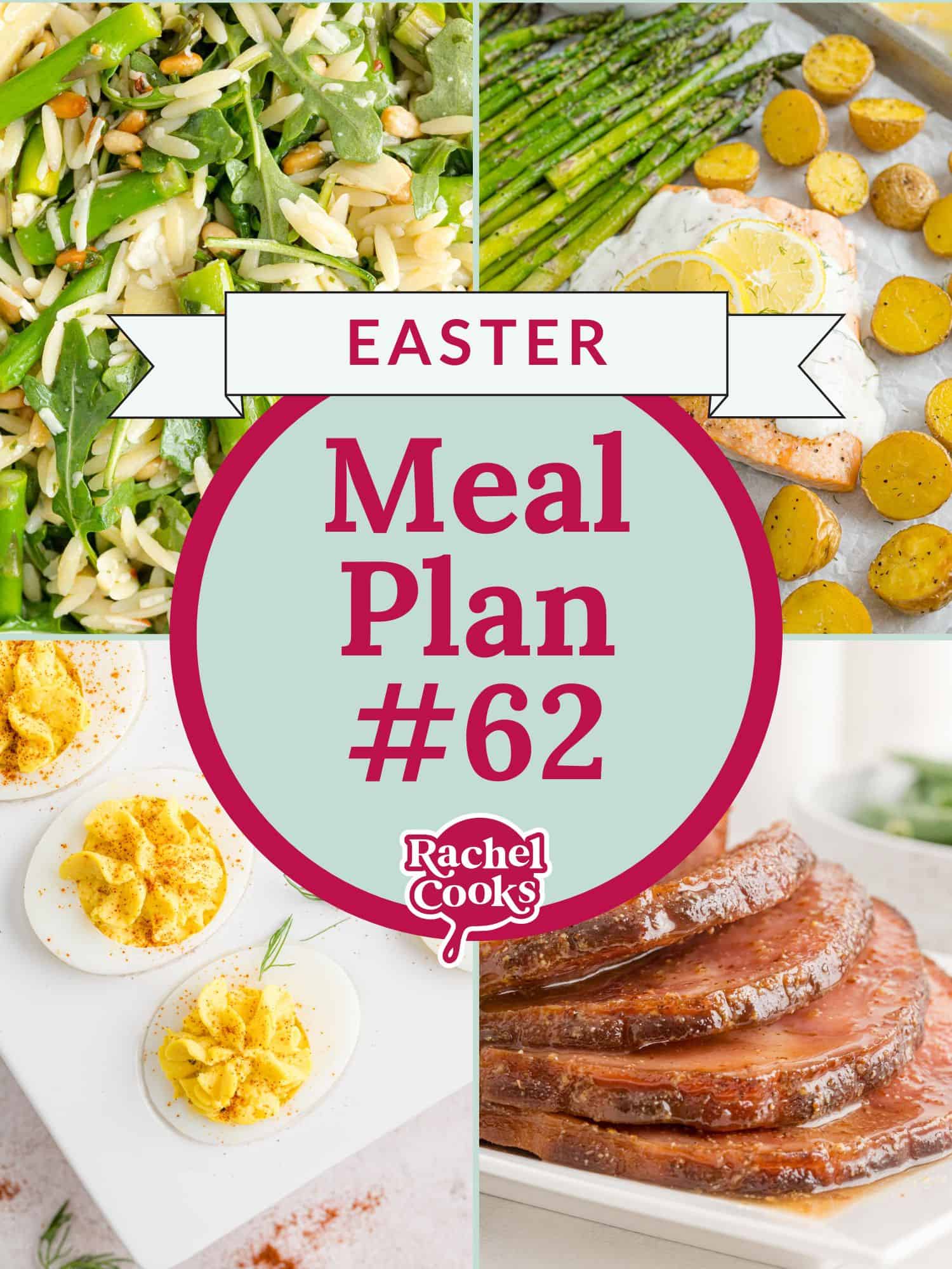 Preview image of meal plan 62, an Easter themed meal plan, with photos of recipes.