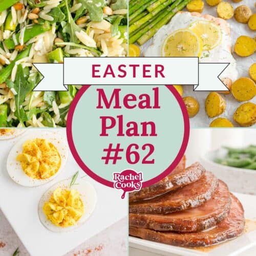 Preview image of meal plan 62, an Easter themed meal plan, with photos of recipes.