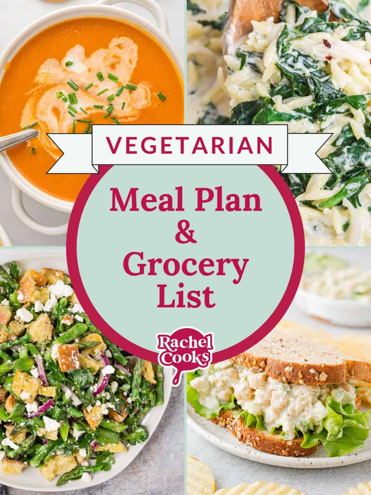 Meal plan 63, a vegetarian meal plan, preview image with photos of recipes.