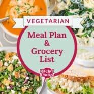 Meal plan 63, a vegetarian meal plan, preview image with photos of recipes.