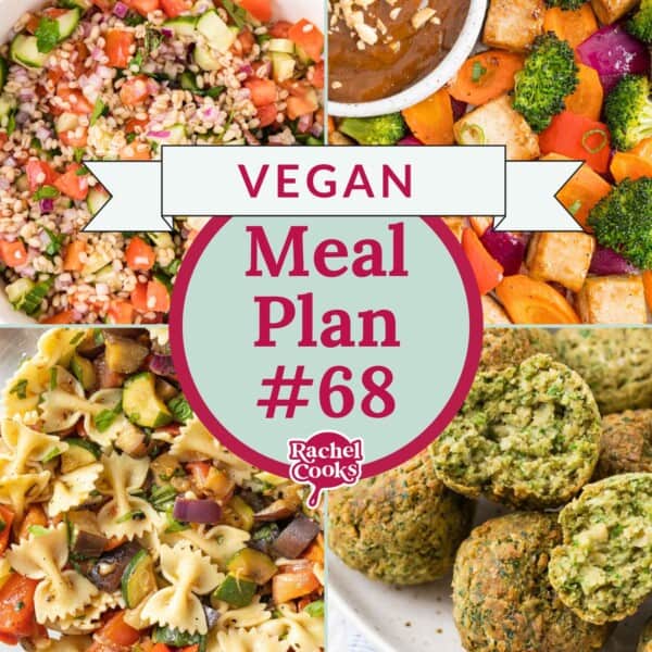 Vegan Meal Plan (meal plan 68) graphic with photos of recipes included.
