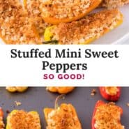 Southwestern stuffed mini peppers Pinterest graphic with text and photos.