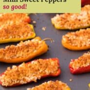 Southwestern stuffed mini peppers Pinterest graphic with text and photos.