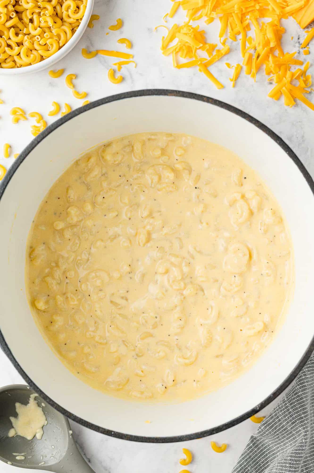 Ultra cheesy stovetop mac and cheese.