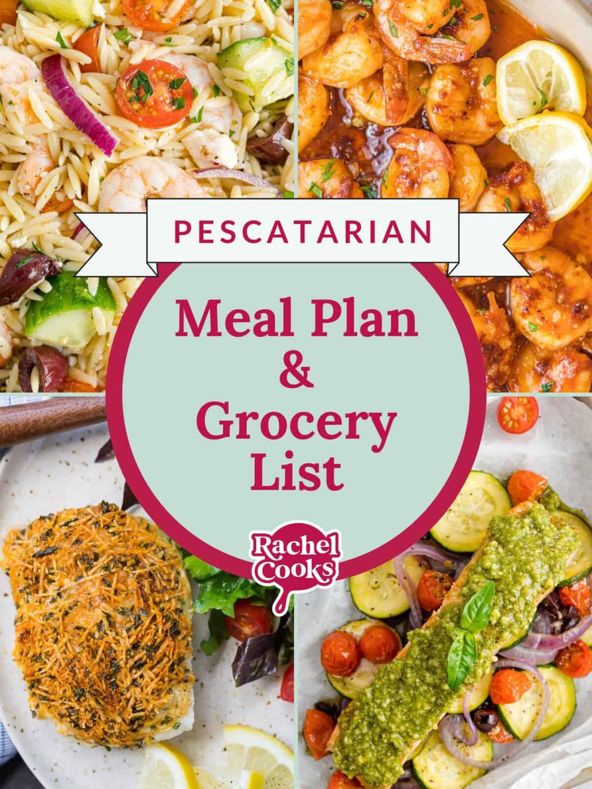 Pescatarian meal plan preview image showing photos of recipes included.