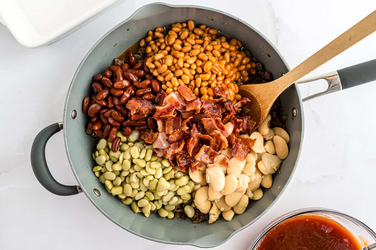 Ingredients in a skillet, not yet mixed together.