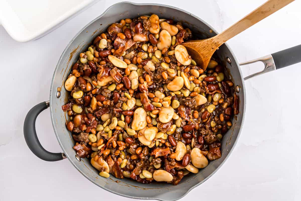 All ingredients mixed together in a pan.
