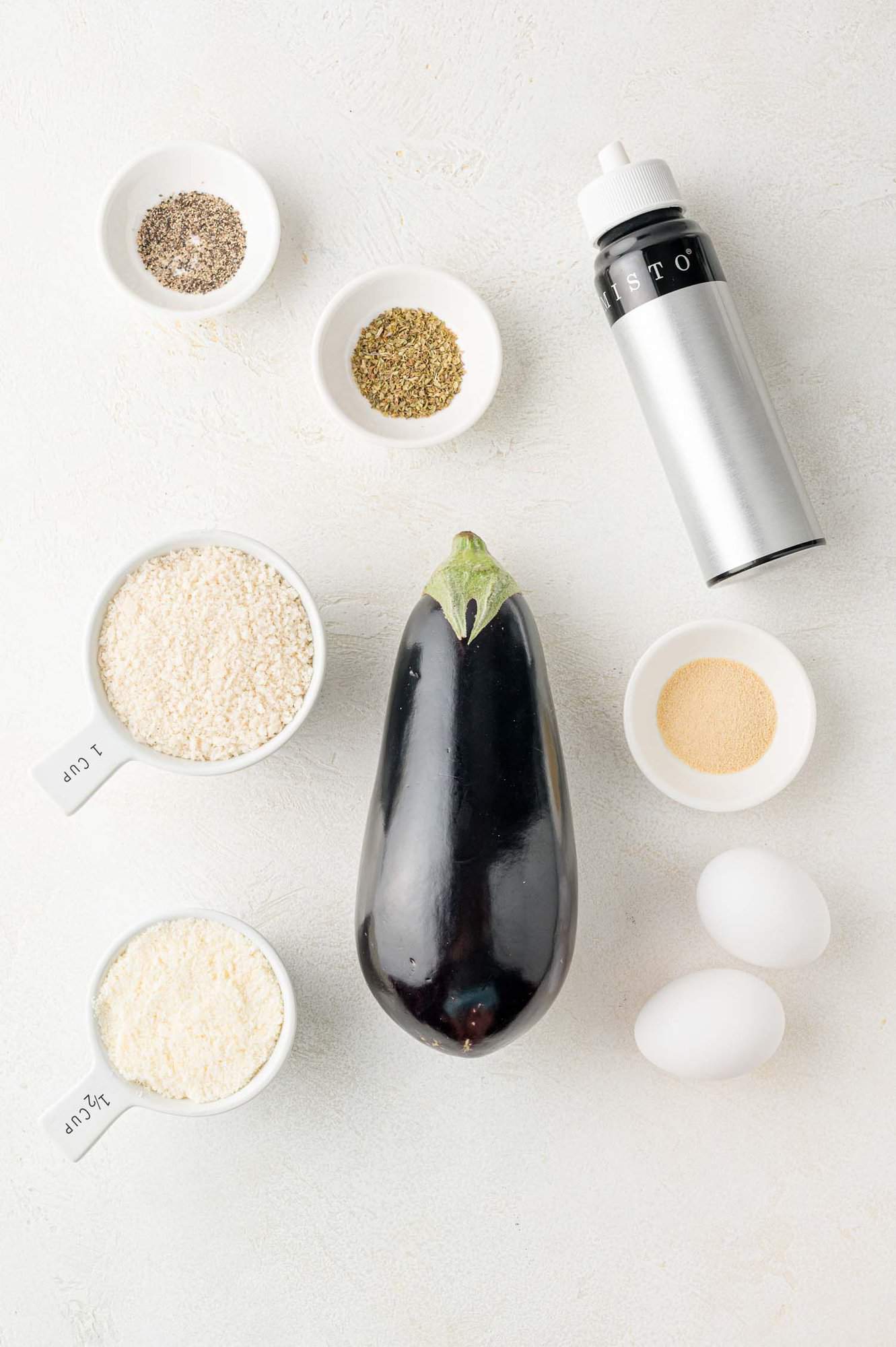 Overhead view of ingredients needed for recipe.