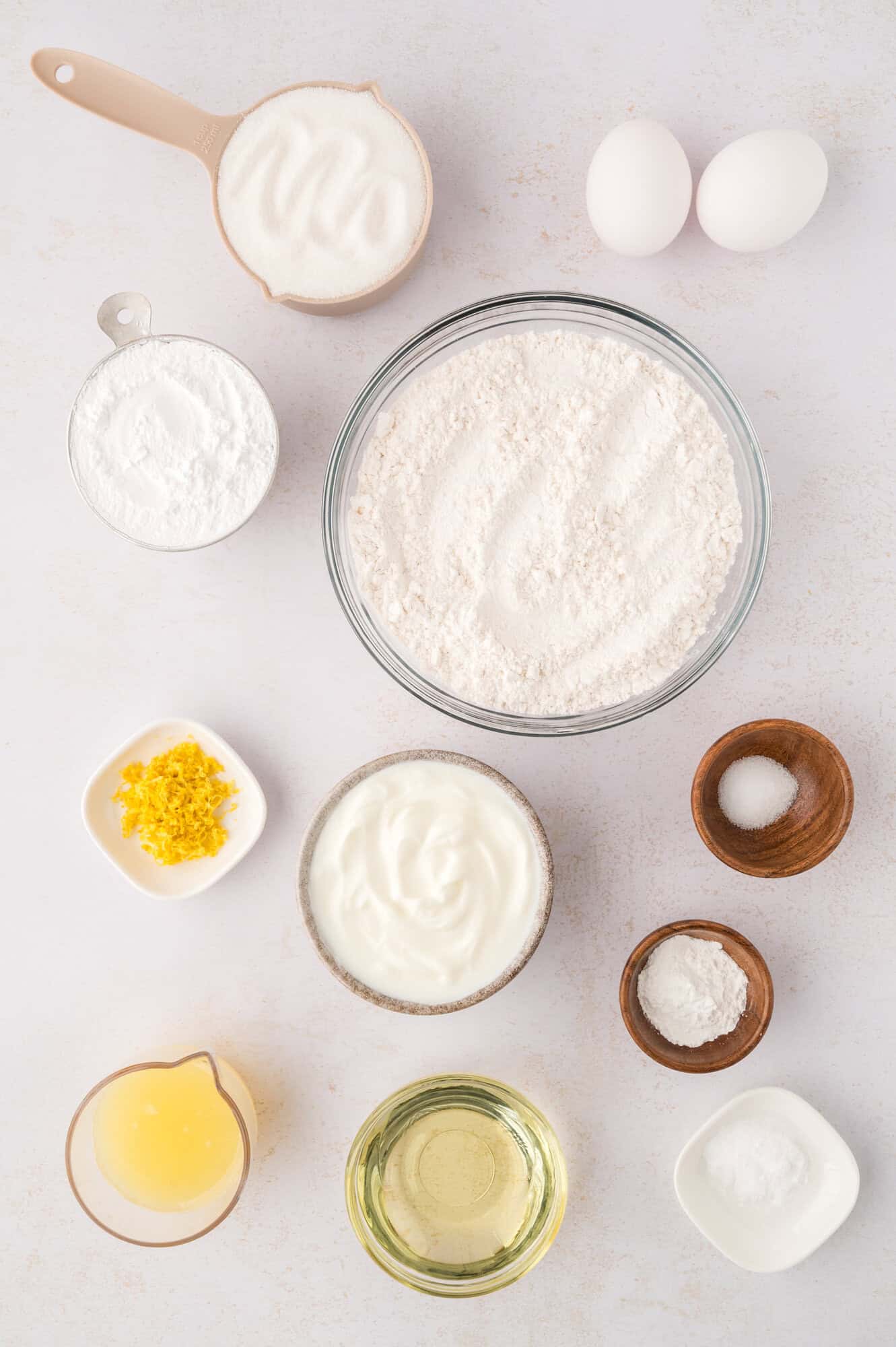 Overhead view of ingredients needed for recipe.