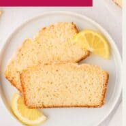 Lemon bread Pinterest graphic with text and photos.