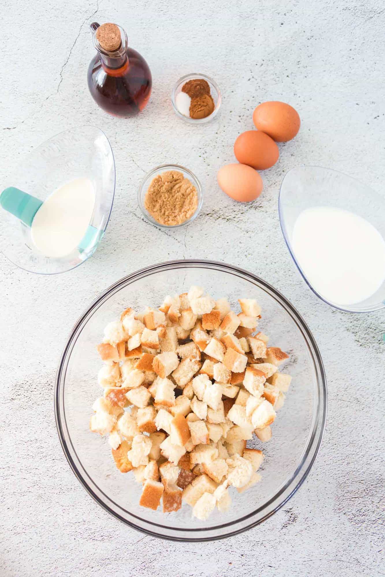 Overhead view of ingredients needed for recipe.