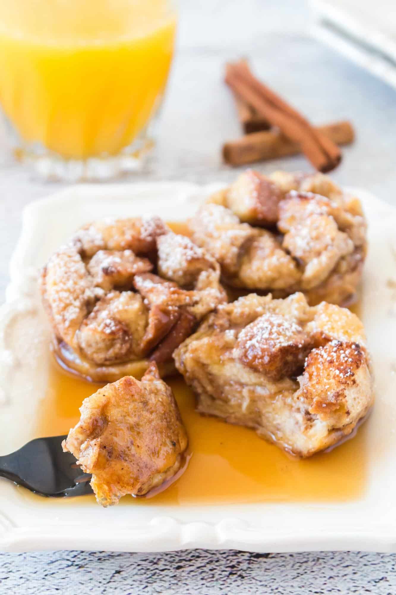 French toast muffin, cut to show texture.