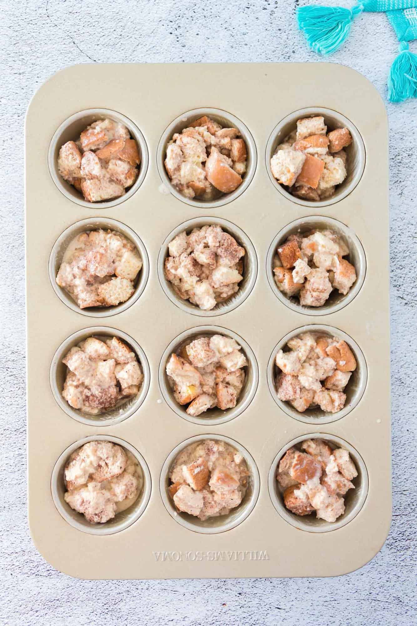 Unbaked French toast muffins.