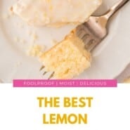 Lemon brownies Pinterest graphic with text and photos.