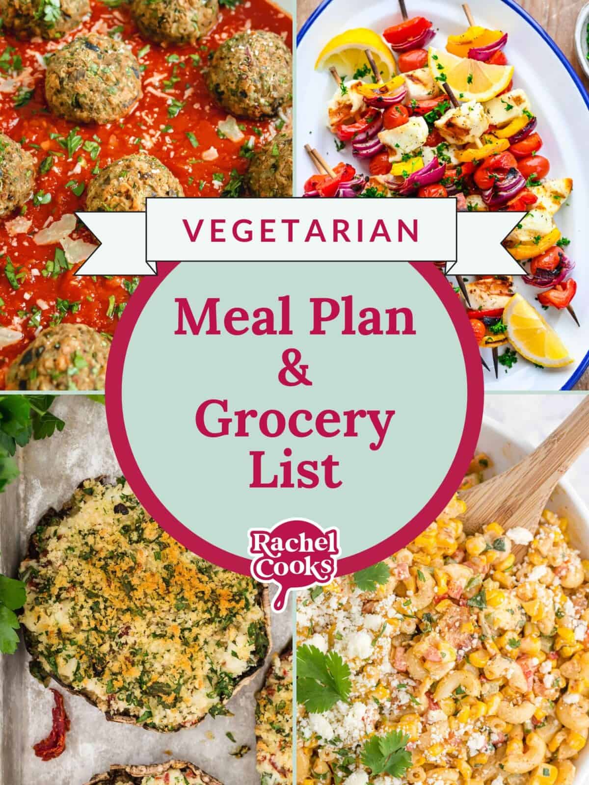 Vegetarian meal plan preview image with text and photos of the recipes included.