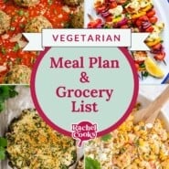 Vegetarian meal plan preview image with text and photos of the recipes included.