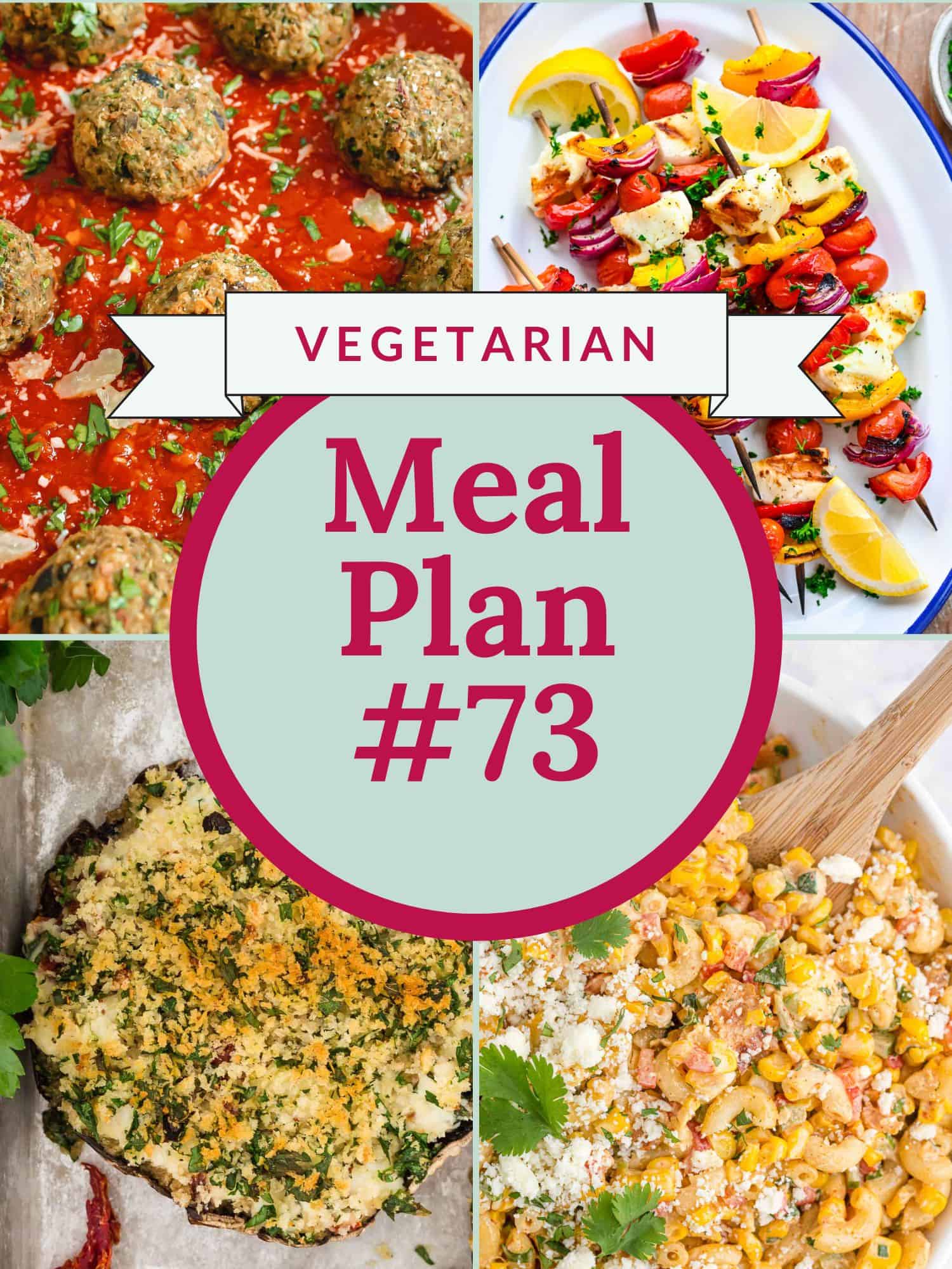 Vegetarian meal plan preview image with text and photos of the recipes included.