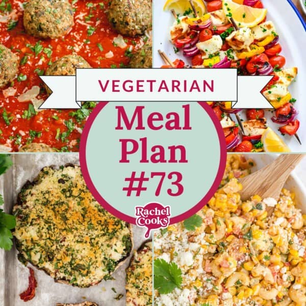 Vegetarian meal plan preview image with text and photos of the recipes included.