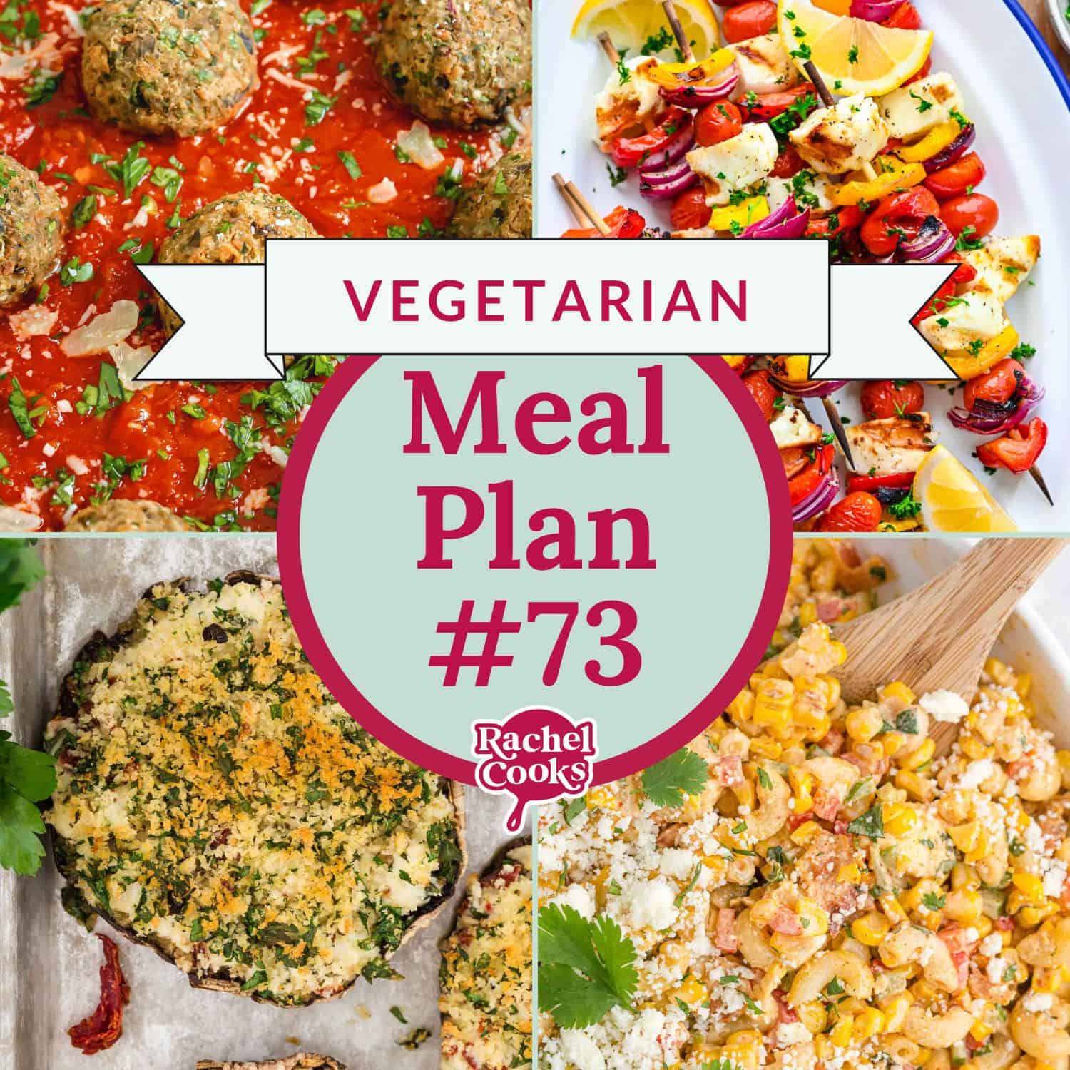 Vegetarian meal plan preview image with text and photos of the recipes included.