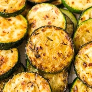 Sautéed zucchini slices with thyme.