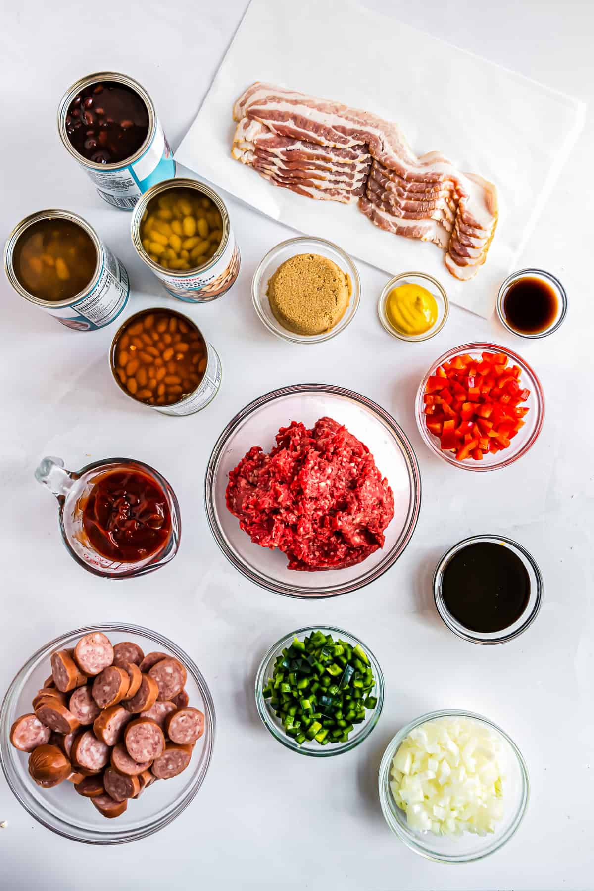 Ingredients needed for recipe, in separate bowls.