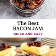 Bacon Jam Pinterest graphic with text and photos.