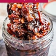 Bacon Jam Pinterest graphic with text and photos.