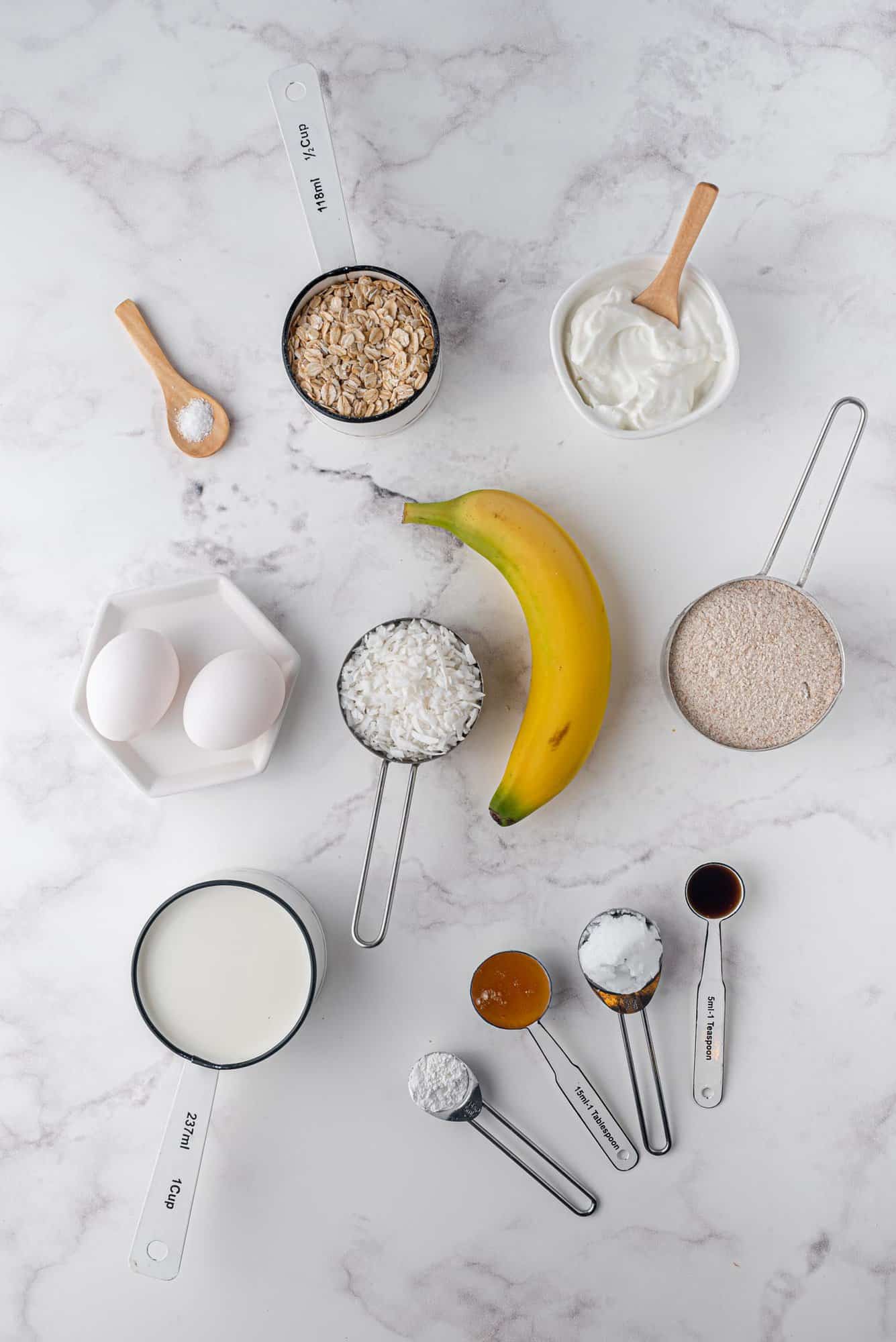 Overhead view of ingredients needed for recipe.