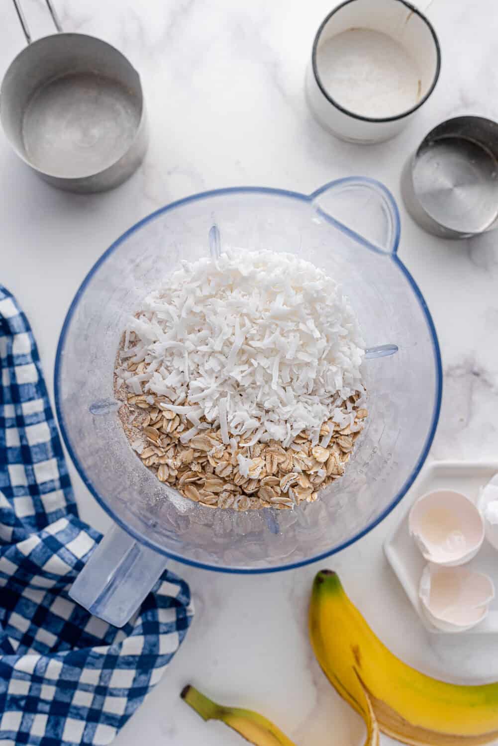Dry ingredients added to the blender.