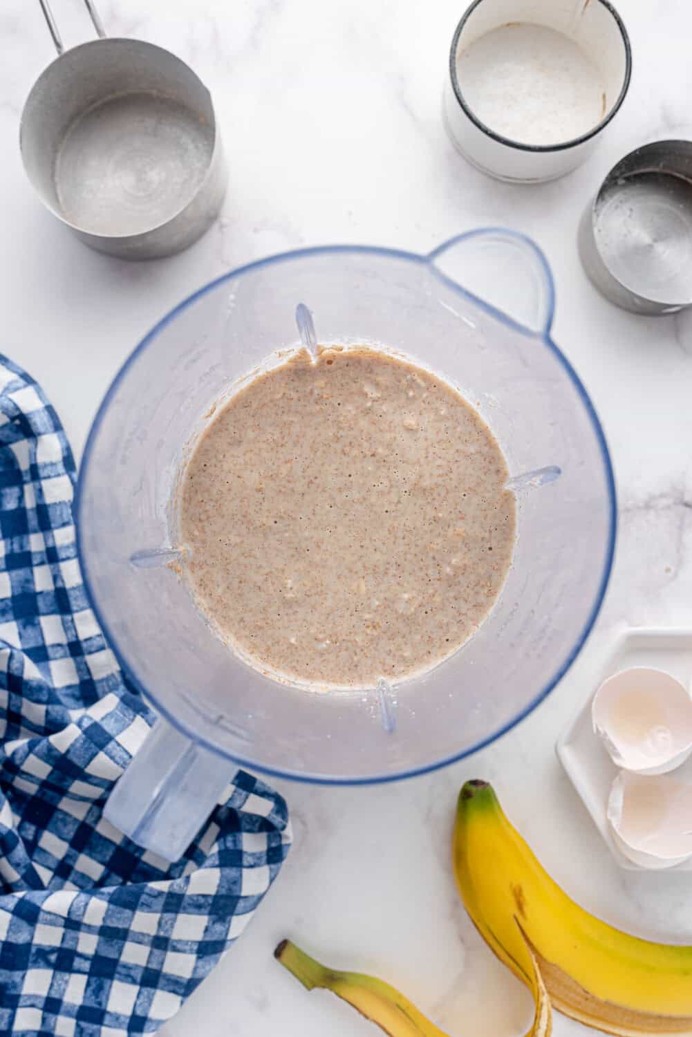 Dry ingredients blended into wet ingredients.