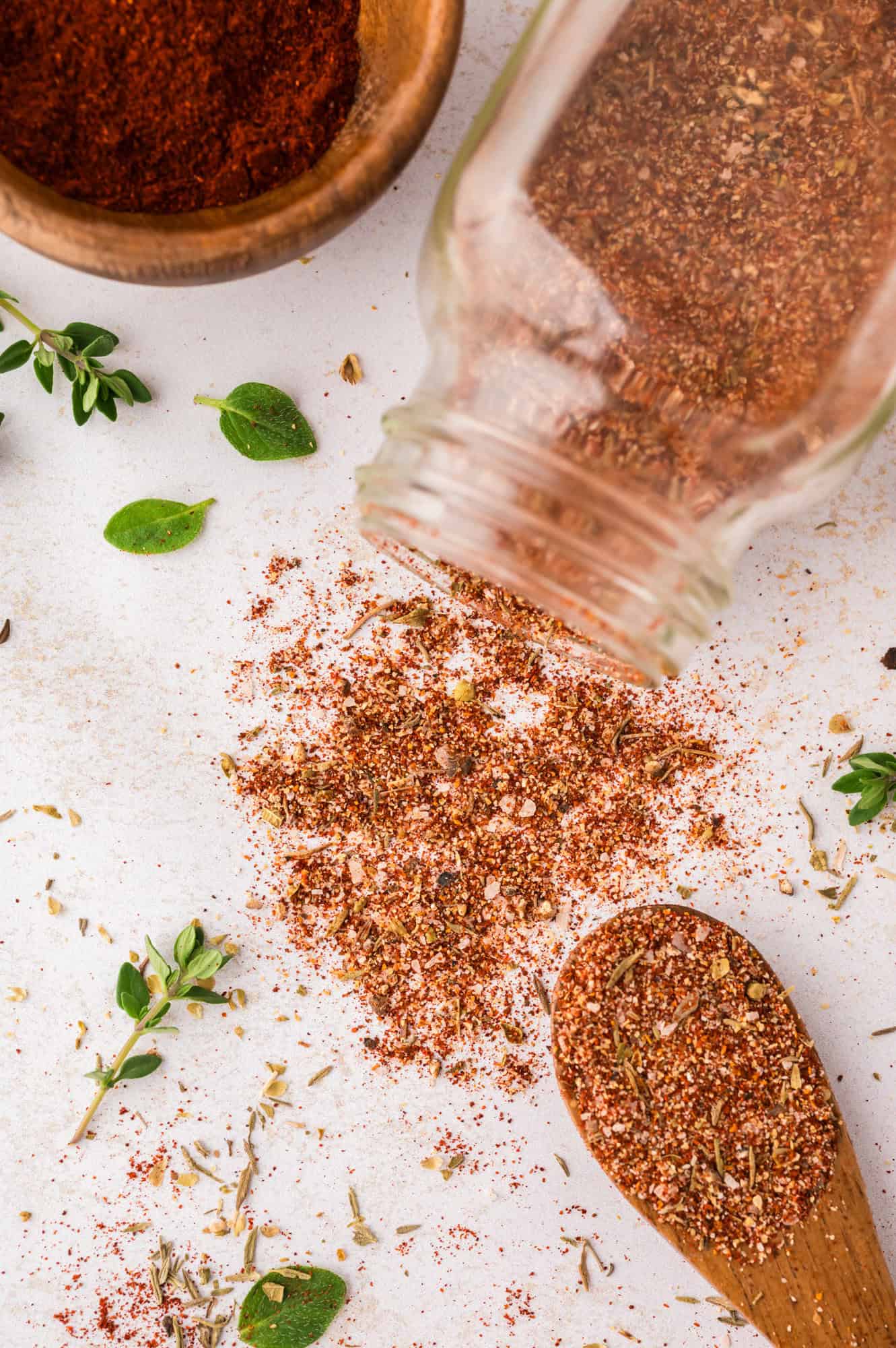 Blackening seasoning in a jar and on a spoon.