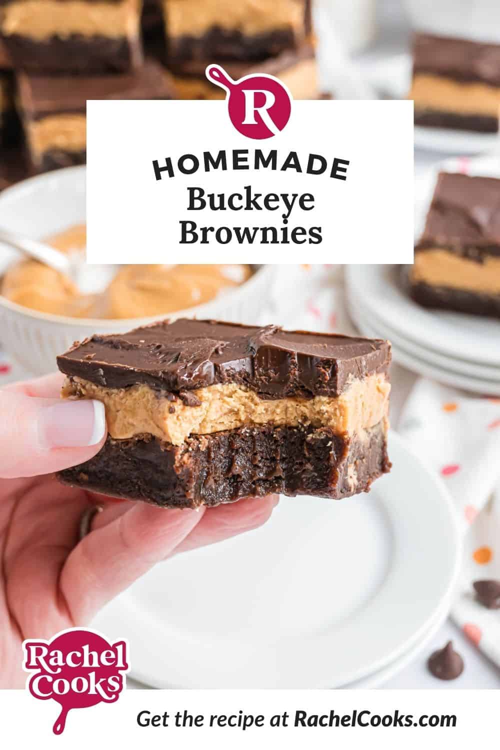 Buckeye Brownies Pinterest graphic with text and photos.