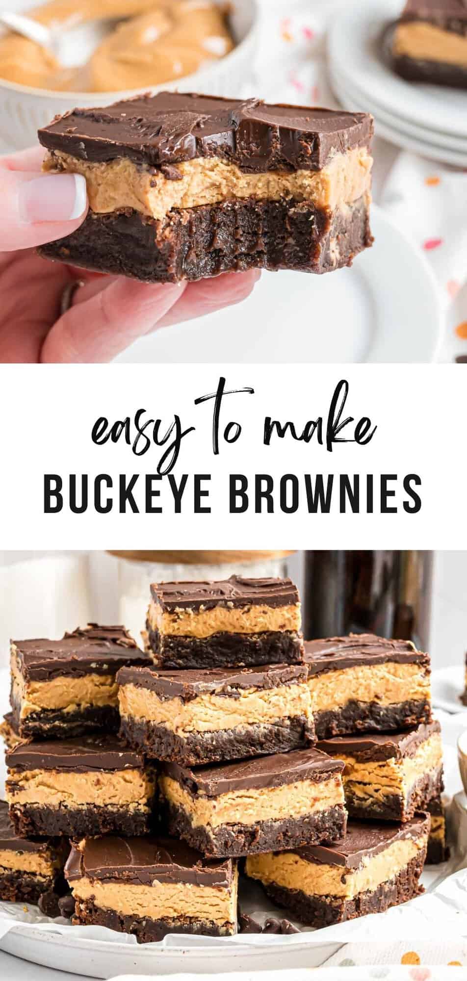 Buckeye Brownies Pinterest graphic with text and photos.