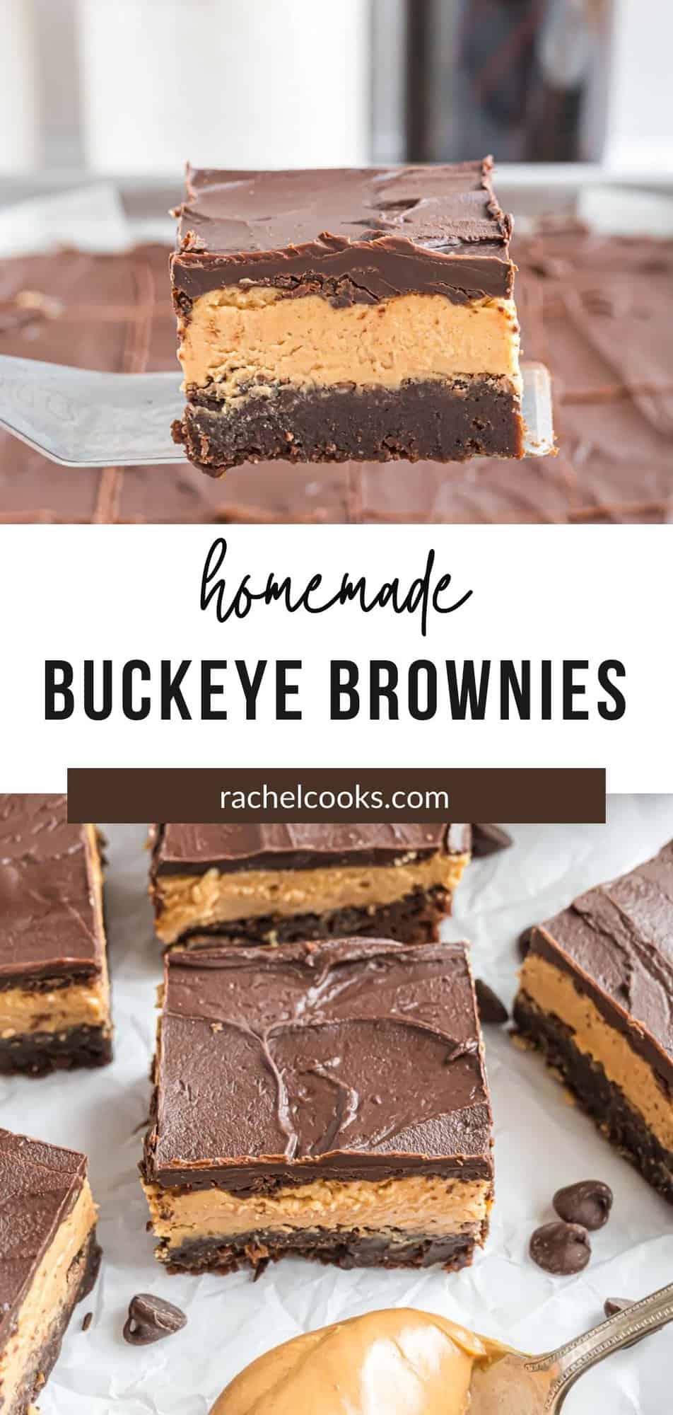 Buckeye Brownies Pinterest graphic with text and photos.