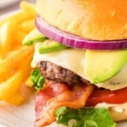 California Burger Pinterest graphic with text and photos.