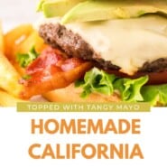 California Burger Pinterest graphic with text and photos.